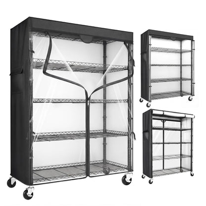 ZYSUOR Wire Shelving Unit with 600D Oxford Cover, 36" W x 18" D x 72" H, 5-Tier Heavy Duty Rolling Shelf Rack on Wheels for Garage, Basement & Warehouse