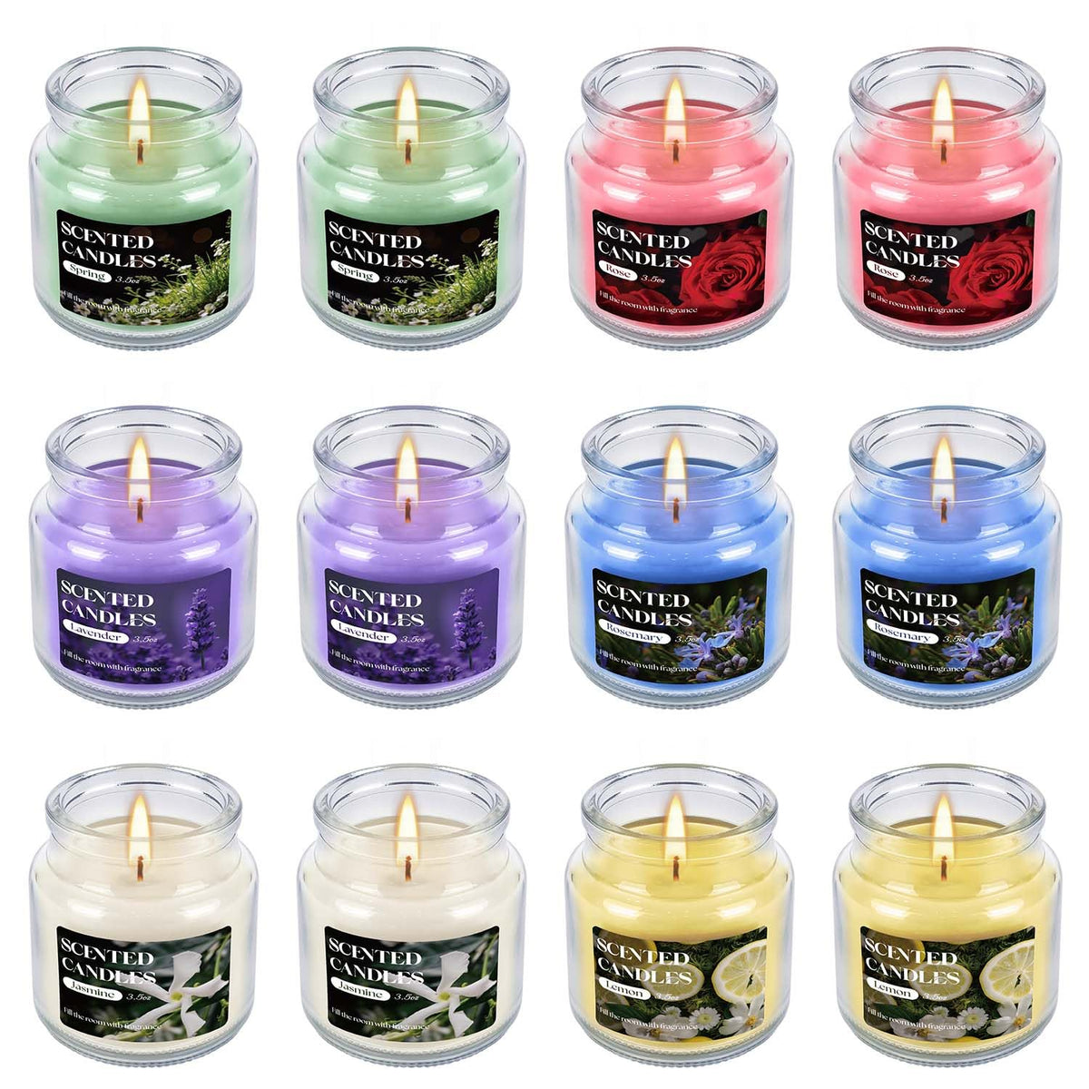 CLTNIKET 12-Pack 3.5oz Scented Candles Gift Set - Natural Soy Wax, Cotton Wick Aromatherapy Candles, Six Different Fragrances for Home Decor & Perfect Summer Gifts.