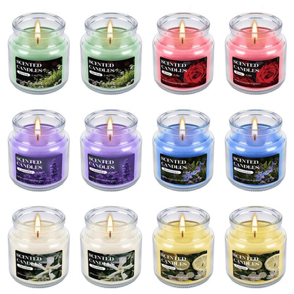 CLTNIKET 12-Pack 3.5oz Scented Candles Gift Set - Natural Soy Wax, Cotton Wick Aromatherapy Candles, Six Different Fragrances for Home Decor & Perfect Summer Gifts.