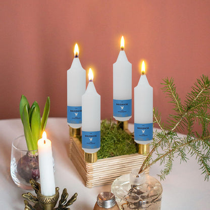 Smokeless Candlesticks Short Taper Candle,Unscented 5 Inches White Candle Sticks Dripless Tapered Candles for Weddings Festive Women Gifts(Set of 4-White)