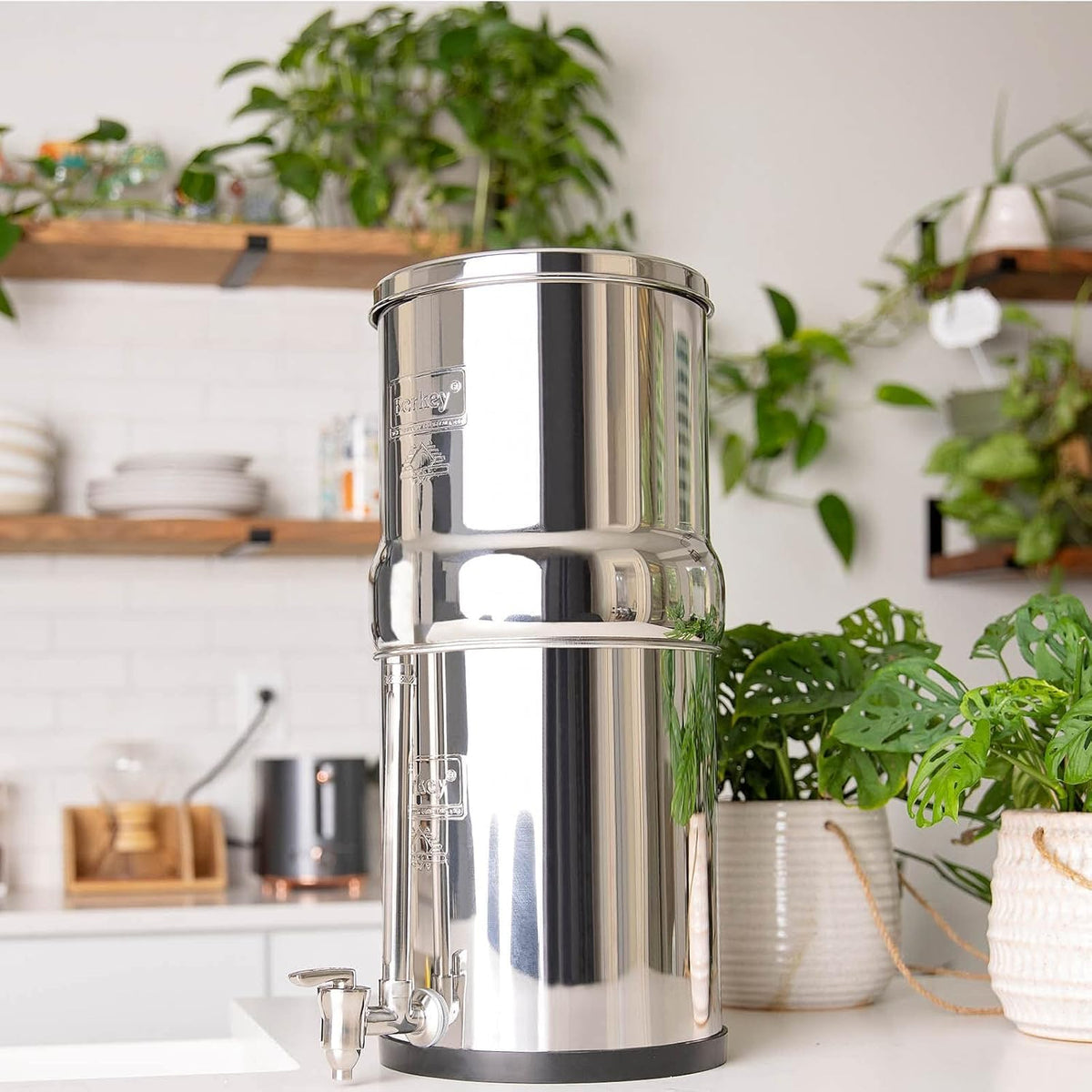 Royal Berkey Gravity-Fed Water Filter System with 2 Black Berkey Elements Plus Deluxe 10" Stainless Steel Berkey Water View Spigot