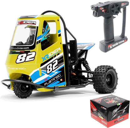 1/8 RC X-Rider Flamingos 2.4G 3WD 2 in 1 ESC High Speed Rc Car Electric Tricycle Motorcycle Tricycle RTR Drift Adult Vehicles Collection Model (Yellow)