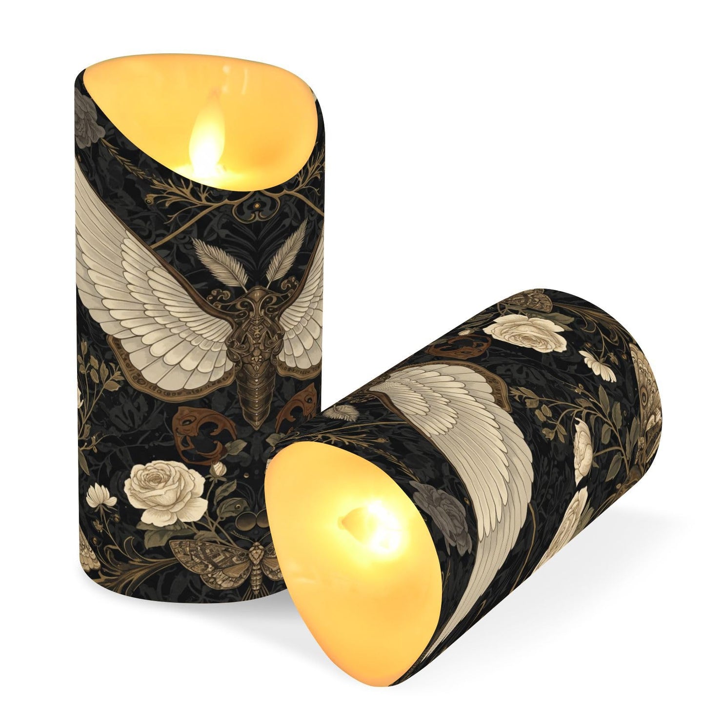 ALAZA Gothic Pattern Flameless Candles with Remote Timer,LED Flickering Battery Operated Electric Pillar Tea Light Candles for Wedding Table Christmas Decorations 3" x5.9"
