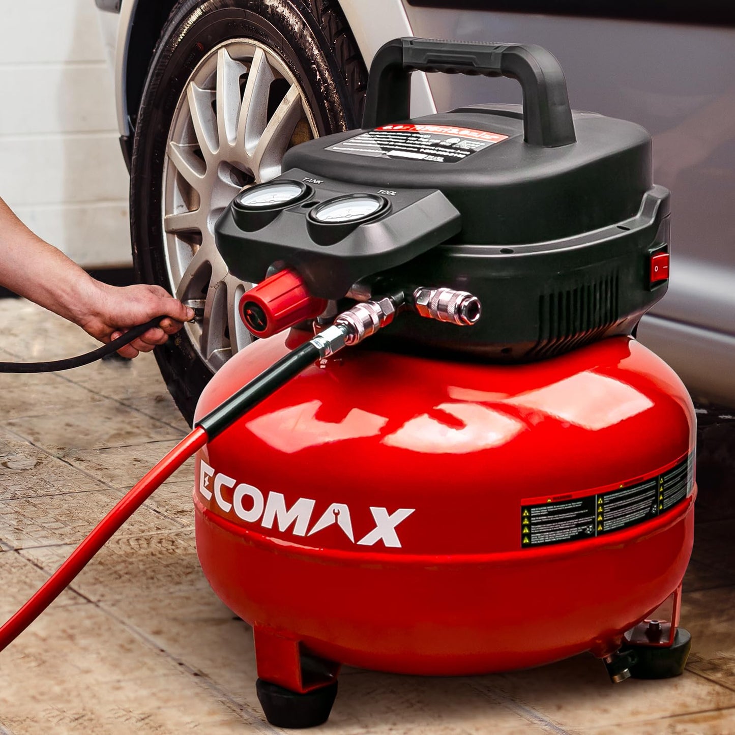 Air Compressor, 6-Gallon Pancake Air Compressor, MAX 175PSI, Compressor for Air Tools with 10 PCS Air Compressor Accessories Kit