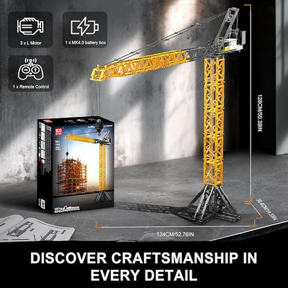 Mould King 17096 Luffing Jib Tower Crane Building Block Set Large Technical Construction Vehicles Crane Truck Model with Motors/APP Remote Control Collectible Set for Adults &amp Teens 14+ Gift (25