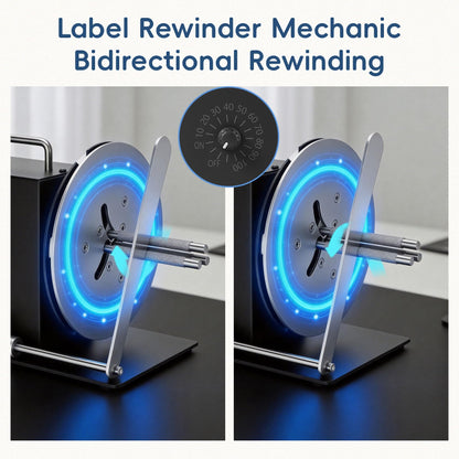 Automatic Label Rewinder Machine, Label Rewinder for 1"/1.5"/3" Core, Adjustable Speed Sync with Printer, Max Label Diameter 7.28" Width 4.72" and 2 Way Winding Direction