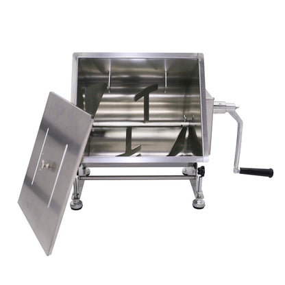 CMI Commercial Tilting Mixer Stainless Steel Manual Meat Mixers with Lid, 35Lb/20L Tilt Tank,(Mixing Maximum 35Lb for Meat),Sausage Mixer Machine Meat Processing Equipment(20L/35Lb-Tilt Tank(Gear))