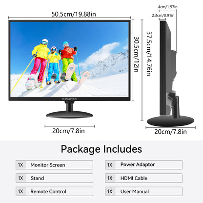 Thinlerain 21.5 inch Computer Monitor 1920x1080 PC Monitor with HDMI VGA AV BNC USB Ports, 60Hz, 5Ms, VESA, Display Build-in Speakers for Office Home