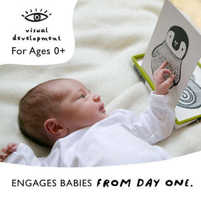 Wee Gallery Art Cards for Baby, Durable High Contrast Black and White Animal Flashcards for Newborns, Brain Development, Sensory Toys, Tummy Time Essentials for Infant and Toddler - Jungle Animals