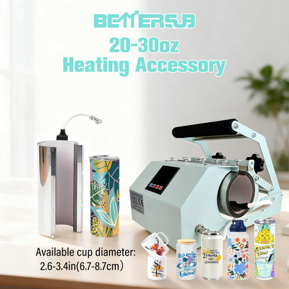 BetterSub 3in1 Tumbler Mug Heat Press Machine 30 OZ 20 OZ 16 OZ Sublimation Straight Skinny Tumbler Mug 3 OZ 1.5 OZ Shot Glass,11 OZ 15 OZ 16 OZ Sublimation Mug Heat Transfer (3in1 Teal)