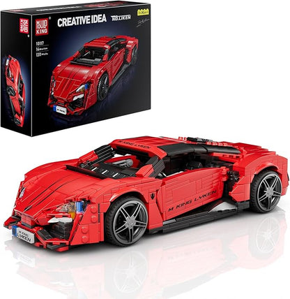 Mould King Car Building Sets 1:12 Scale Red Sports Vehicle Model 10117 Collectible Toys Building Kits Build and Display Construction Set for Adults Aged 14+ (1311 Pieces)