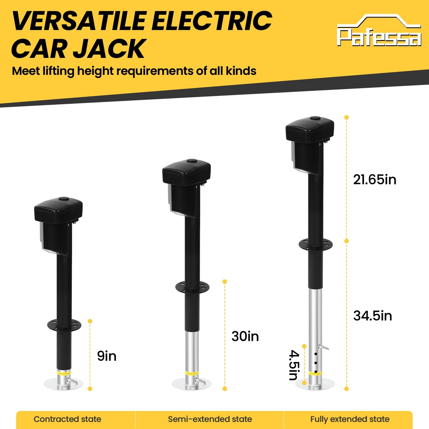 12V Electric Tongue Jack 5000lb A-Frame Heavy Duty Trailer Jack 18” Travel Add 4.5” with The Drop Foot & LED Light for Travel Trailer Camper, Protective Cover Included
