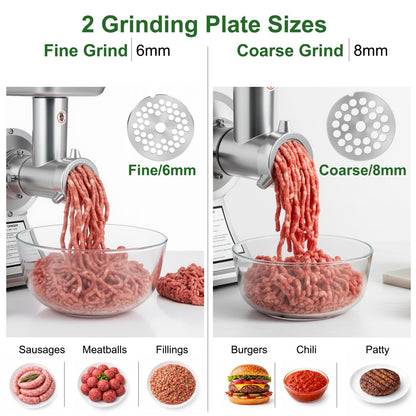 Commercial Meat Grinder Heavy Duty, 1.0HP Electric Meat Grinder #12C Stainless Steel Deer Meat Mincer for Home Use Deer with 2 Grinding Plates 3 Sausage Stuffer Tubes 2 Blades 1 Pusher