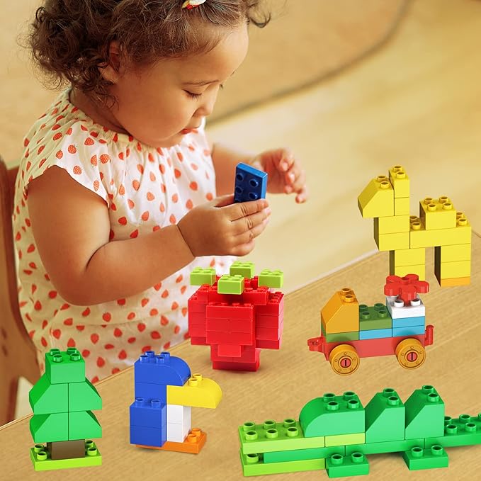 Cutedeer 138 Piece Building Blocks for Kids Toddlers Classic Big Bricks Set Compatible with All Major Brands STEM Large Building Toys with Gift Box for All Ages Boys Girls