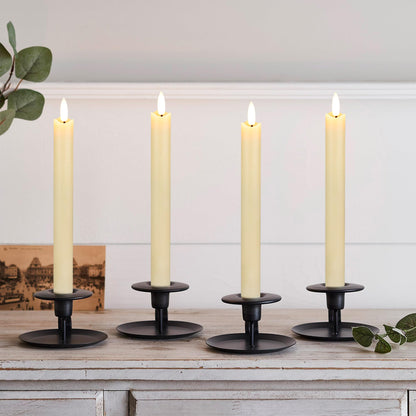 JOIONE Flameless Taper Candles with Remote, 6Pack Real Wax Battery Operated Taper Candles Flickering Flame, Warm Light Electric Fake LED Candles for Wedding & Mother's Day-Ivory