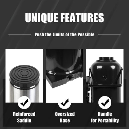 Torin 50 Ton (100,000 LBs) Capacity Low Profile Hydraulic Welded Heavy Duty Bottle Jack, AT95007B , Black