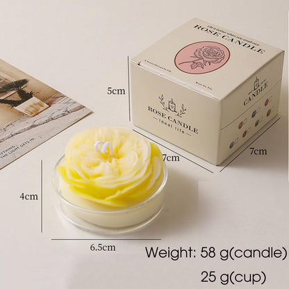 Scented Candle with Cup 2 Pack, 58G Soy Wax Rose Candle, for Meditation, Yoga, Birthday, Wedding, Housewarming (Yellow)