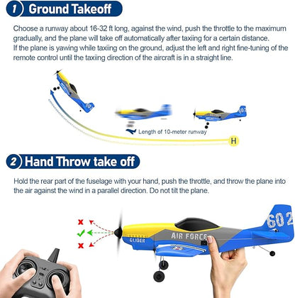RC Plane 3 Channel RC Airplane 2.4GHz with 2 Batteries 6-axis Gyro Stabilizer Easy to Fly for Beginners Adults and Kids (P-51D)