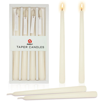 10 Inch Ivory Taper Candles Set of 4, Handmade Unscented Tapered Candles, Candle Stick Dinner Candles for Wedding Table Candlesticks Home Centerpiece Decor
