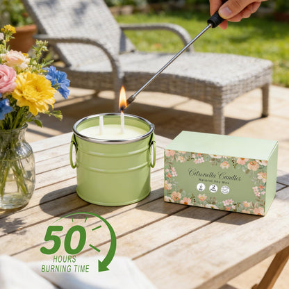 Citronella Candles Outdoor,2 Pack 20oz Large Soy Wax Lemongrass Candles,Summer Outside Decorative Jar Scented Candles for Outdoor Patio,Garden,Balcony,Backyard & Camping