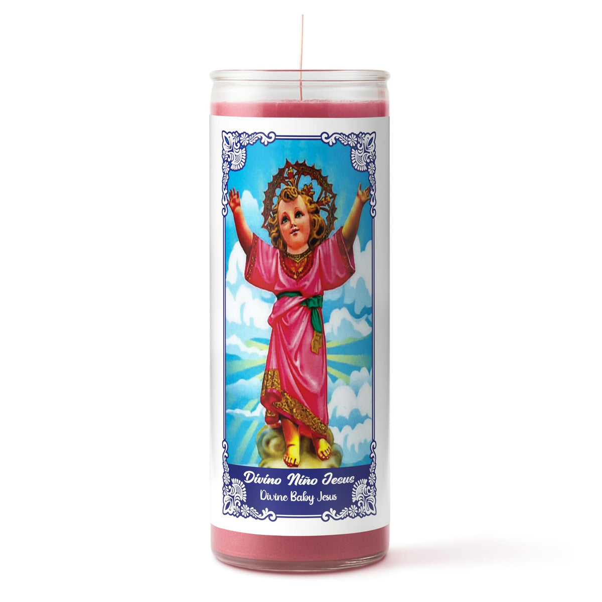 Alumenza 6 Pack Divino Níno Jesus Candle in Glass Jar 90 Hours – Paraffin Wax, Clean Burning Unscented | Large & Tall Devotional Prayer Pillar Candles for Home, Memorial, Rituals