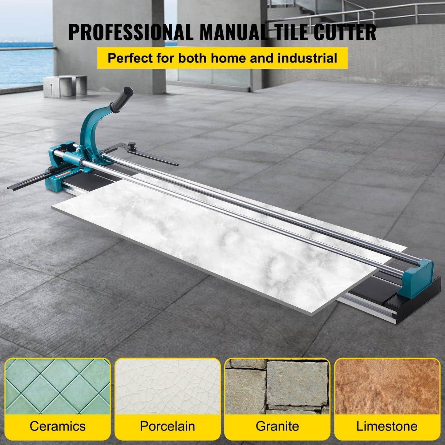 BestEquip Manual Tile Cutter 48 Inch, Laser Guide & Tungsten Wheel for Precision, Cuts Porcelain & Tile, All-Steel Durable Frame, Large 48-Inch Capacity for professional installers or beginners