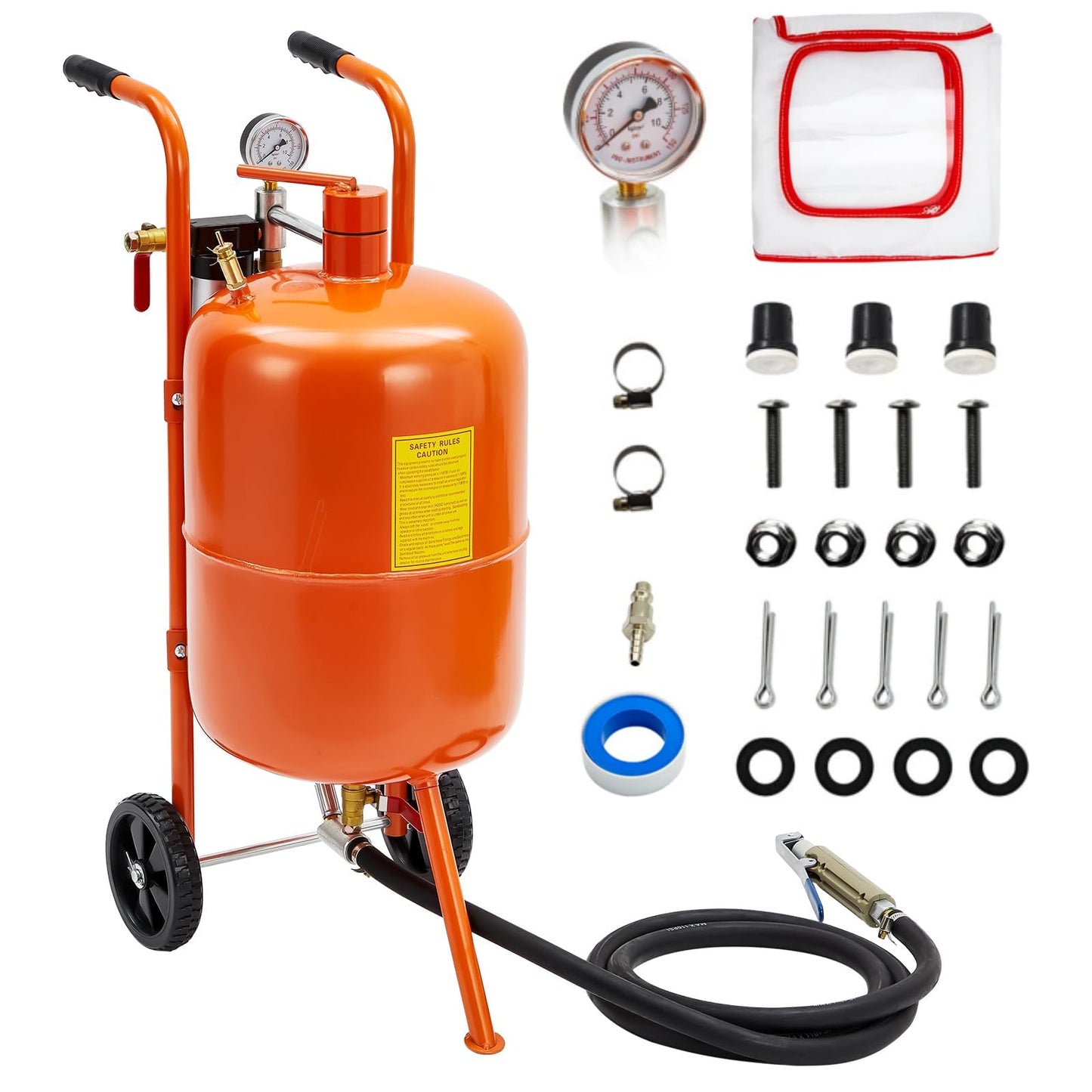 20 Gallon Sand Blaster Sand Blasting Machine, 60-110 Psi Pressure Air Sand Blasting Kit with 4 Ceramic Nozzles & Oil-Water Separator, Portable Abrasive Blaster for Paint Stain Rust Removal