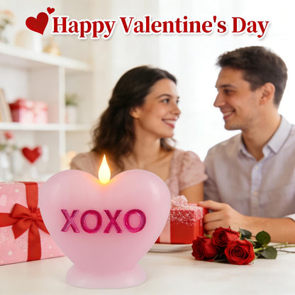 Sariiraw Valentine Heart Shaped Flameless Candle with Remote & Timer - Romantic LED Mood Light, Battery Operated for Valentine's Day, Anniversary & Home Decor (Pink)