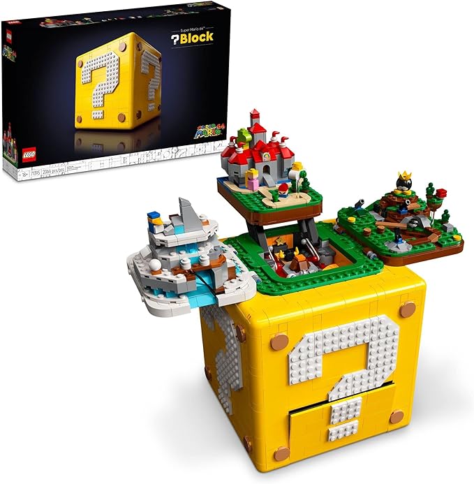 LEGO Super Mario 64 Question Mark Block Building Set - Video Game Model Set for Adult Fans Ages 18+ - Includes 4 Microscale Game Levels W/ 10 Minifigures - 71395