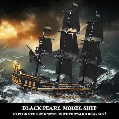 Mould King 13199 Pirates Ship Model Building Blocks Kits MOC Large Black Pearl Sailboat Model Construction Set to Build Gift for Age 14+/Adults Collections Enthusiasts (3180+ Pieces)