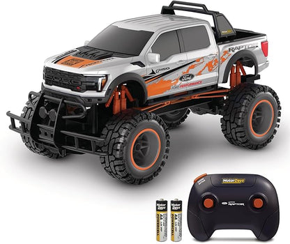 Ford F150 Raptor R 2WD Remote Control Truck with Working Lights and Sounds. Officially Licensed 1:10 Scale RC Toy 2.4GHz Remote Batteries Included USB Charge - White - Great Gift