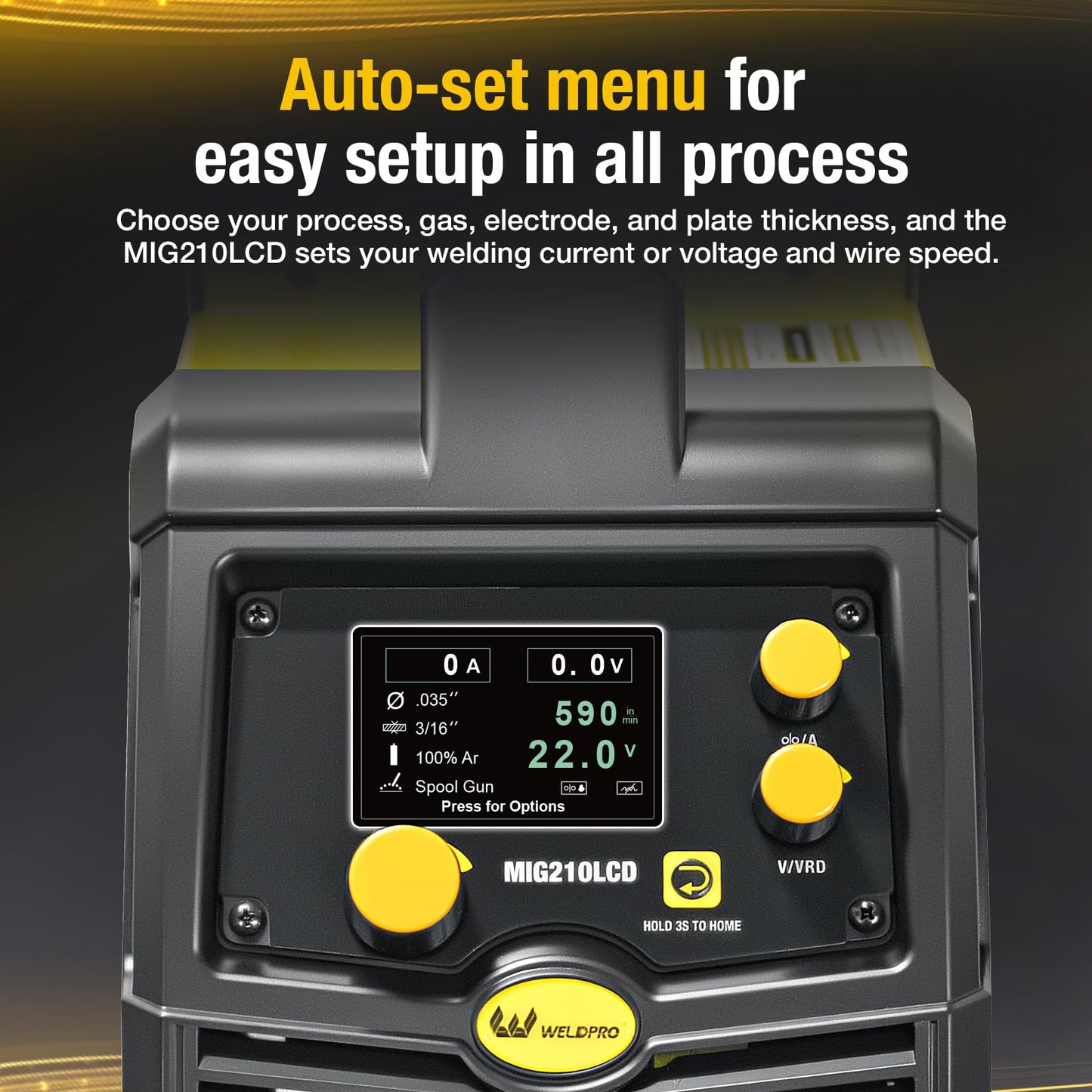 Weldpro 200A MIG Welder, 110V/220V Flux Core MIG Welder/MMA/TIG/Stick 5 in 1 Welding Machine with Spot Timer, IGBT Inverter Portable Gasless Welder Equipment, Aluminum Spool Gun Compatible