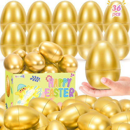 SevenQ Easter Eggs Fillers with Bunny Hair Clips Colorful 24 Pack, Easter Basket Stuffers Party Favors Gift Bags for Kids Cute Stuff Plush Fidget Toys Classroom Treasure Box Egg Hunt Games Supplies