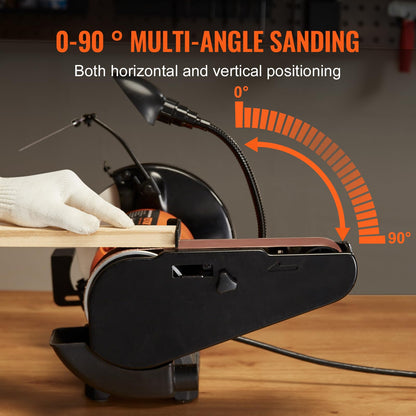 VEVOR 8 Inch Bench Grinder, Bench Grinder Sander with 2 x28 Inch Belt Sander Combo and 2.5A Induction Motor for Metalworking Sharpening Grinding