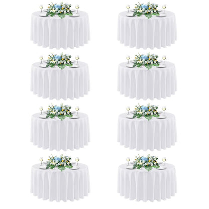 sancua White Round Tablecloth 108 Inch Diameter, 8 Pack - Circle Polyester Fabric Table Cloth for Wedding Party Reception Banquet Birthday, Washable Formal Table Cover (Fit 42-96 Inch Tables)