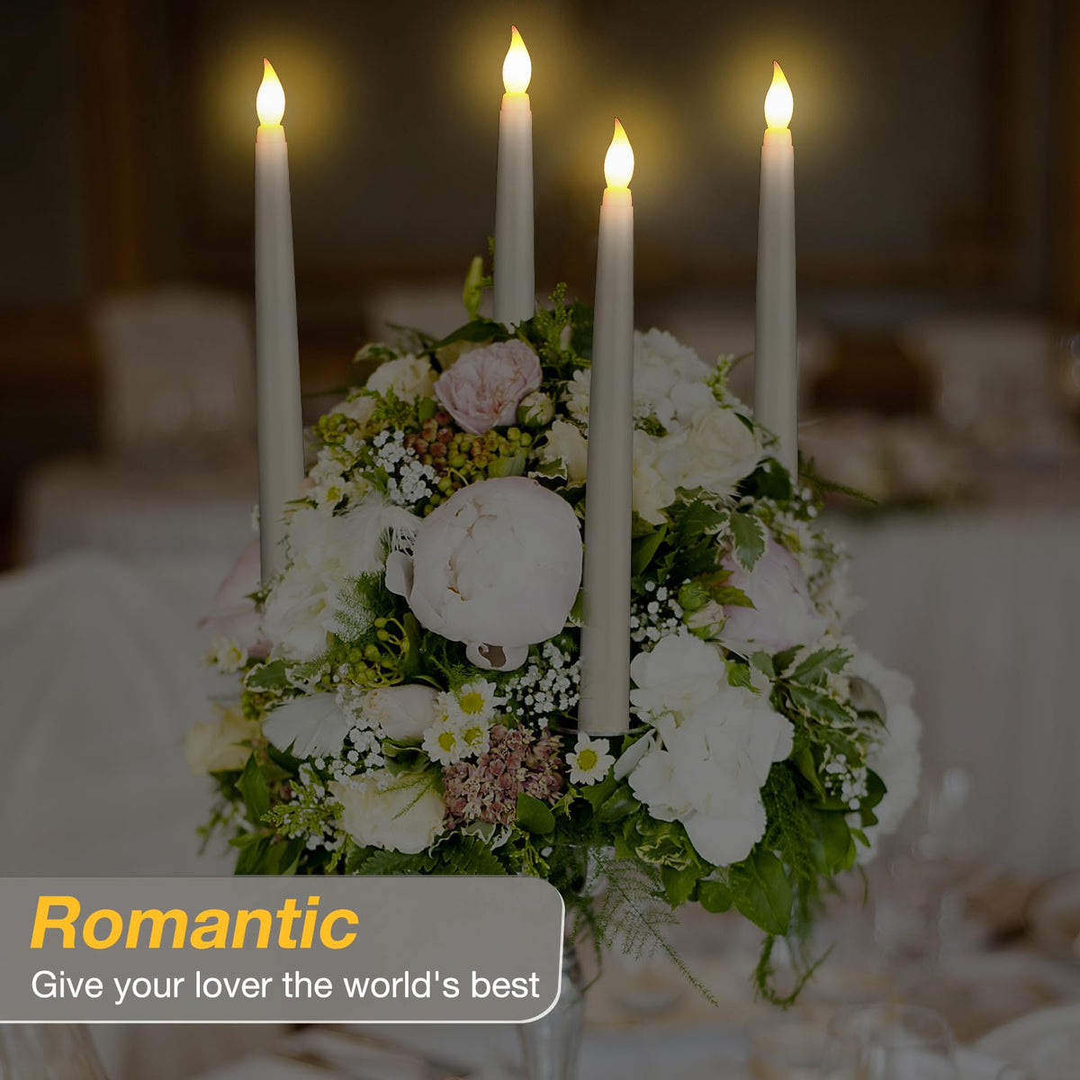 Tuanse 24 Pack 24 Pack Flameless Flicker Taper Candles Bulk with Remote and Timer, Battery Operated LED Warm White Taper Candles Light for Home Wedding Decoration Gifts (Beige,10 Inch)
