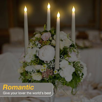 Tuanse 24 Pack 24 Pack Flameless Flicker Taper Candles Bulk with Remote and Timer, Battery Operated LED Warm White Taper Candles Light for Home Wedding Decoration Gifts (Beige,10 Inch)