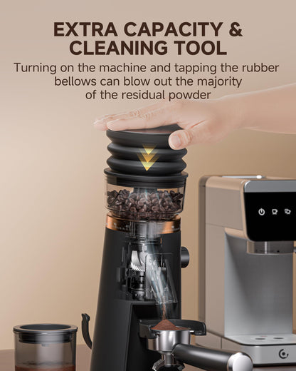 AMZCHEF Single Dose Coffee Grinder – 75 Settings Burr Grinder, 40mm Conical Burr, Anti-Static & Low-Retention Design, Quiet DC Motor with Magnetic Outlet & Vacuum Dosing Cup for Espresso, French Press