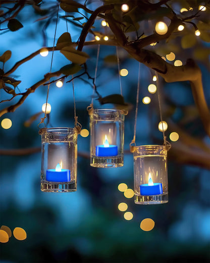 BEICHI Flameless Candles, Battery Operated LED Tealights Votive Flickering for Party Halloween, Christmas, Wedding- 24Pack, Blue Light