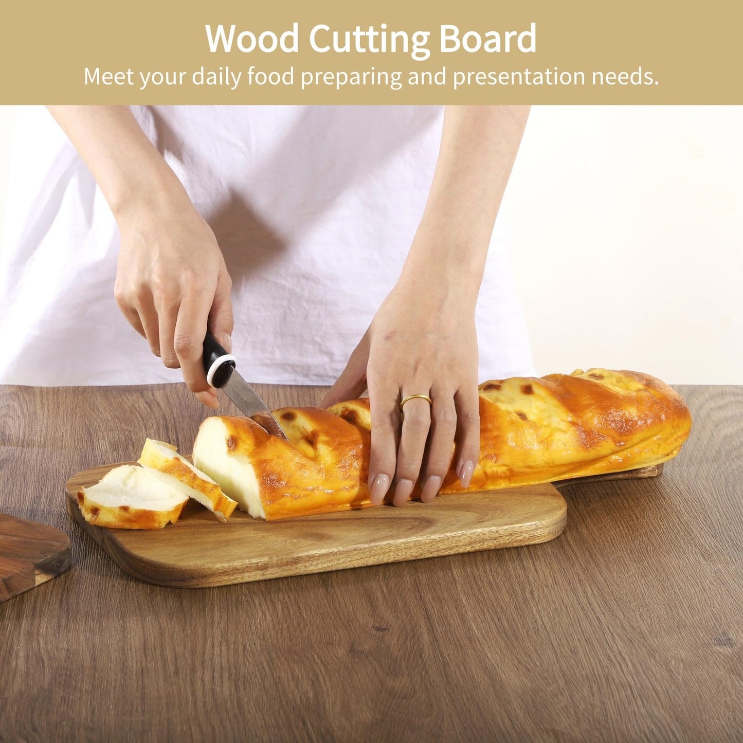 12 Pcs Wood Cutting Board Set with Handle, Acacia Wood Charcuterie Board, Small Size Long Wooden Charcuterie Board Paddle Cheese Board Serving Boards for Kitchen Meat, Pizza,Chees, 16.1×4.7", 15×7.5"