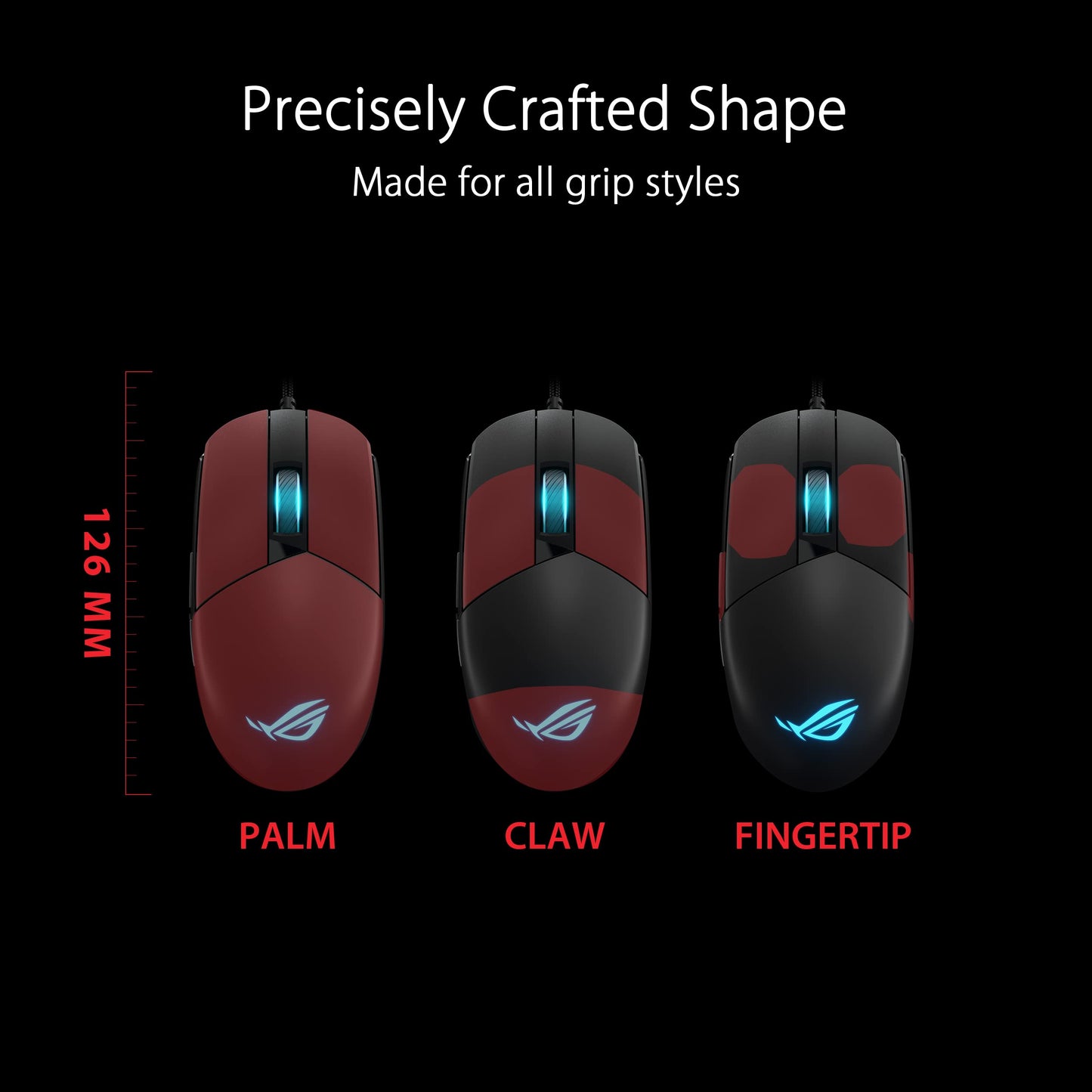 ASUS ROG Strix Impact III Wireless Gaming Mouse, 57 G Lightweight, 36K DPI Sensor, Bluetooth & 2,4GHz RF, ROG SpeedNova, Up to 618hrs Battery Life, Replaceable Switches, ROG Omni Receiver, Black