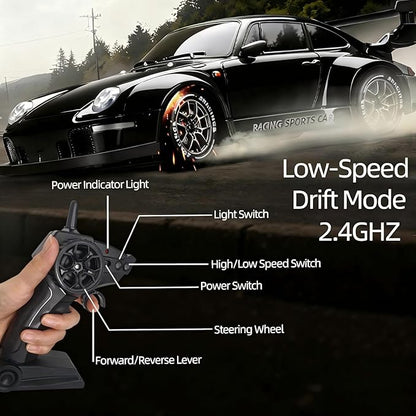 1:24 Scale RC Drift Car with LED Lights 25km/h 4WD High Speed Dual Batteries 50+ Min Play 2.4GHz Remote Control Multi-Surface Drift Tires Racing Toy Vehicle for Adults Boys Girls Royal Enforcer