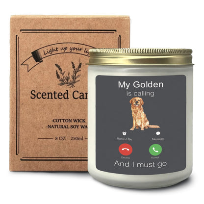 CIOJUNE My Golden Retriever is Calling Lavender Scented Candles for Home, Golden Retriever Lovers Gifts for Women Girl