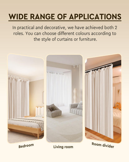 Ezcasch Ceiling Curtain Track Set, Ceiling or Wall Mount 6ft - 9ft, Aluminum Heavy-Duty Curtain Rails, Room Divider Curtain Track for Bedroom, With Silent Slide, Clips and Hooks，White
