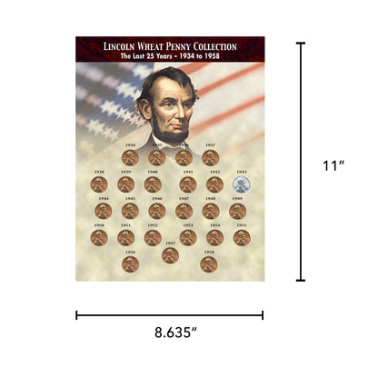 Lincoln Wheat Penny Collectors Coin Set 1934–1958 (25 Coins) with 1943 WWII Steel Strike Penny Pack – The Last 25 Years Collection by American Coin Treasures