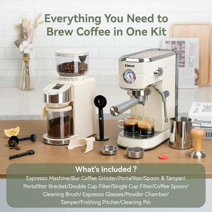 Gevi Espresso Machine 20 Bar with Grinder, Professional Espresso Maker with 35 Precise Grind Settings Burr Coffee Grinders Combos, Super-Automatic Espresso Machines, Ideal for Coffee Lover