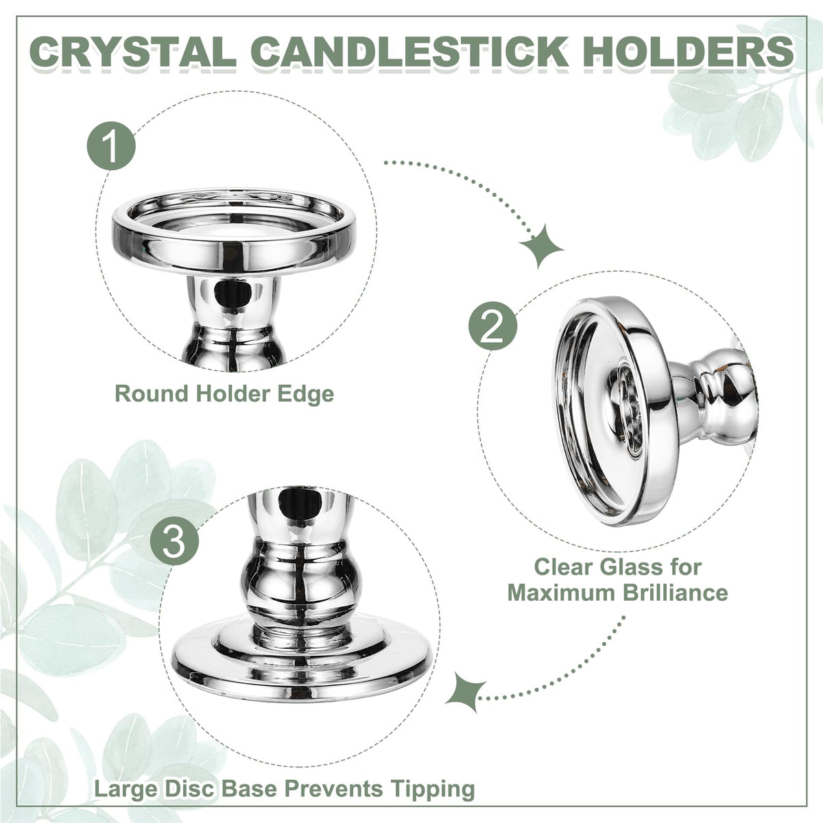uxcell 14cm Glass Candle Holder for Taper/Column Candles, Candle Holders Tealight Stand Candlestick for Tealight Wedding Table Centerpiece Home Decor, Silver