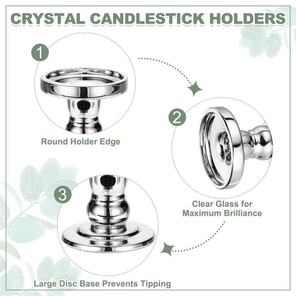 uxcell 14cm Glass Candle Holder for Taper/Column Candles, Candle Holders Tealight Stand Candlestick for Tealight Wedding Table Centerpiece Home Decor, Silver