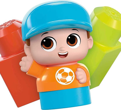 Mega Bloks First Builders Toddler Building Toy Set Block Spinning Wagon with 20 Pieces and Storage 1 Figure Ages 1+ Years