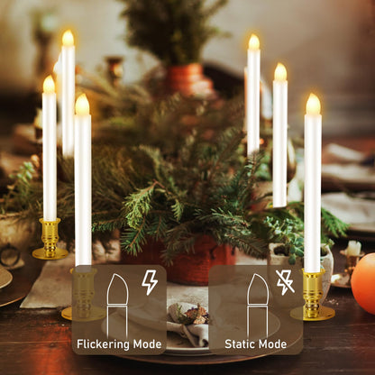 Qmioti 2 Pack Christmas Window Candles with Remote Timer, Flickering Flameless Candles with Candle Holders Suction Cups for Christmas Party Decorations, Gold